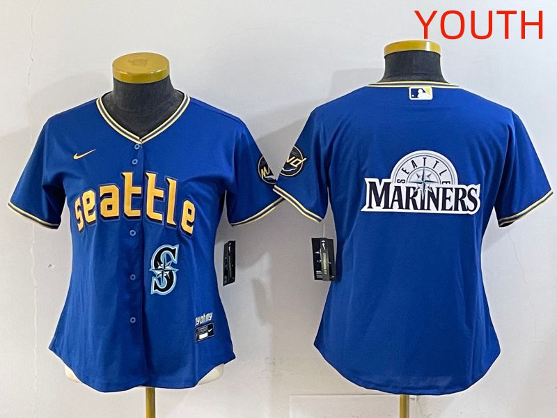 Youth 2025 Seattle Mariners Blank Blue City Edition Nike MLB Jersey style 15
